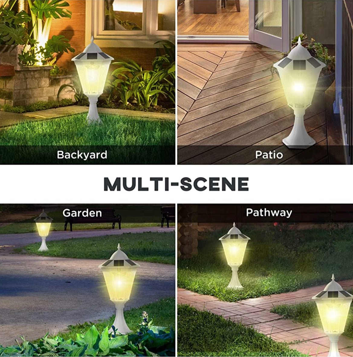 SmartYard 22" Solar Lamp Post Light, Outdoor Fixture with All Weather Aluminum, Motion Activated - Outdoor Solar Outlet