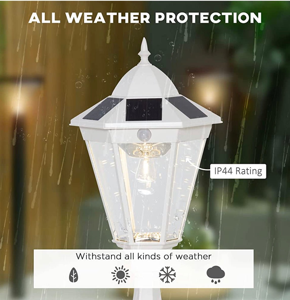 SmartYard 22" Solar Lamp Post Light, Outdoor Fixture with All Weather Aluminum, Motion Activated - Outdoor Solar Outlet