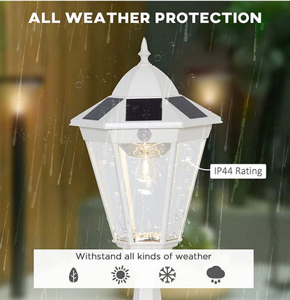SmartYard 22" Solar Lamp Post Light, Outdoor Fixture with All Weather Aluminum, Motion Activated - Outdoor Solar Outlet