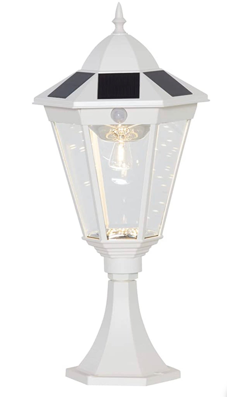 SmartYard 22" Solar Lamp Post Light, Outdoor Fixture with All Weather Aluminum, Motion Activated - Outdoor Solar Outlet