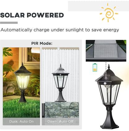 SmartYard 22" Solar Lamp Post Light, Outdoor Fixture with All Weather Aluminum, Motion Activated - Outdoor Solar Outlet