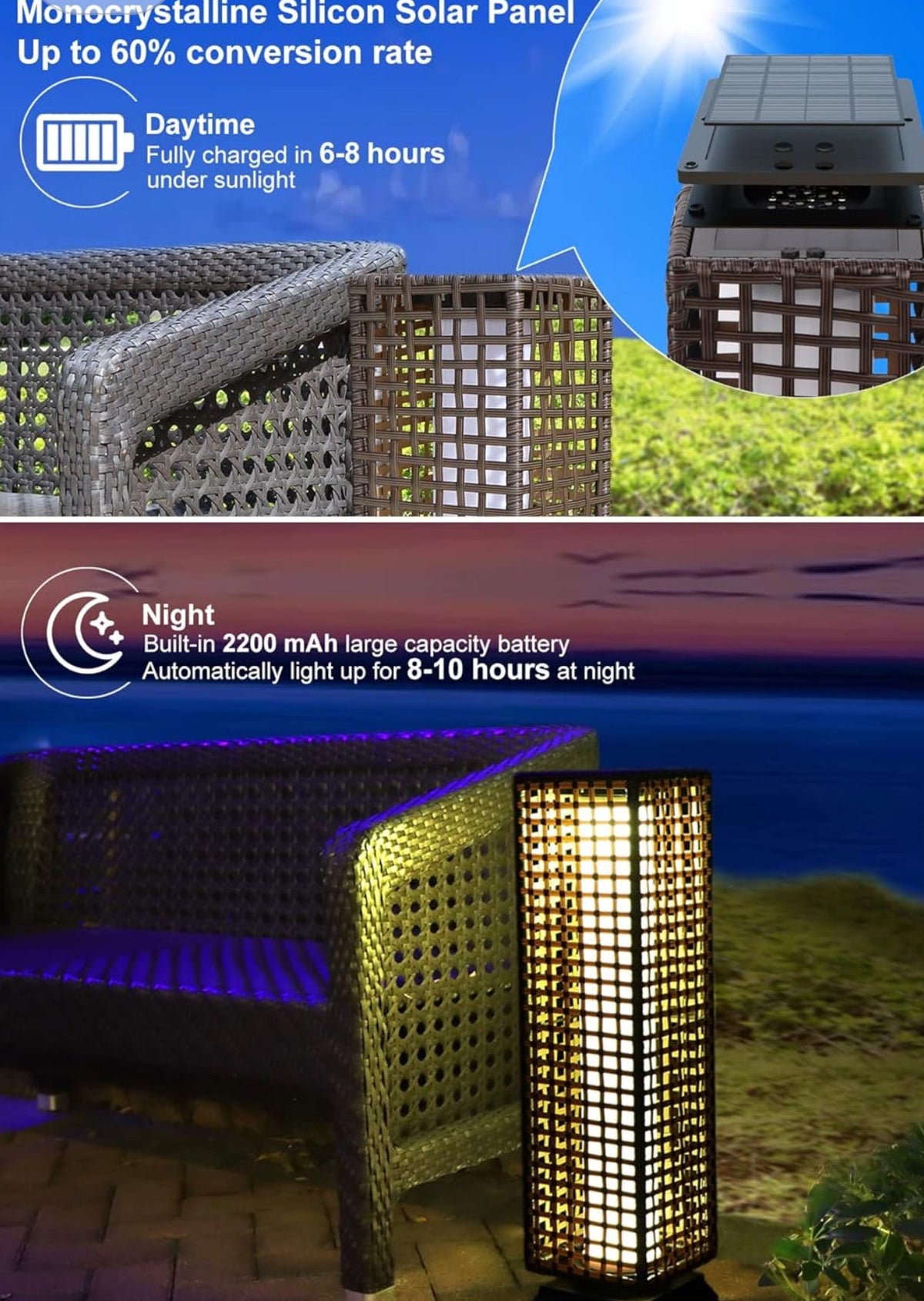 SmartYard 28’ Outdoor Solar Floor Lamp with 2 Lighting Modes - Outdoor Solar Outlet