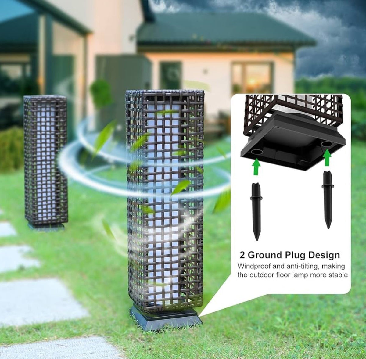 SmartYard 28’ Outdoor Solar Floor Lamp with 2 Lighting Modes - Outdoor Solar Outlet