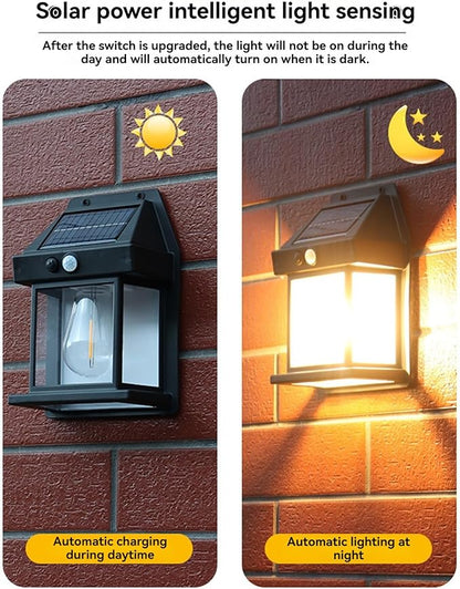 SmartYard 4 Pack Solar Sensor Motion Wall Lights Tungsten Lamps Exterior Porch Lanterns - Outdoor Solar Outlet