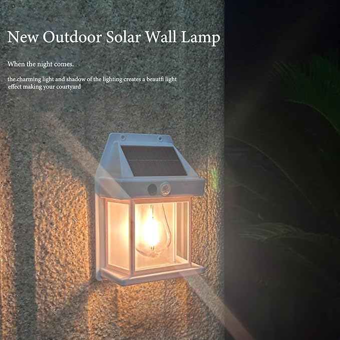 SmartYard 4 Pack Solar Sensor Motion Wall Lights Tungsten Lamps Exterior Porch Lanterns - Outdoor Solar Outlet