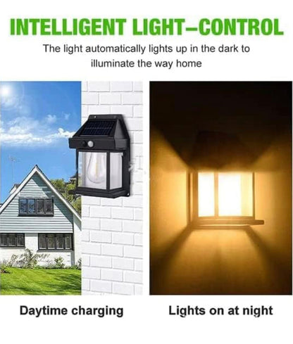 SmartYard 4 Pack Solar Sensor Motion Wall Lights Tungsten Lamps Exterior Porch Lanterns - Outdoor Solar Outlet