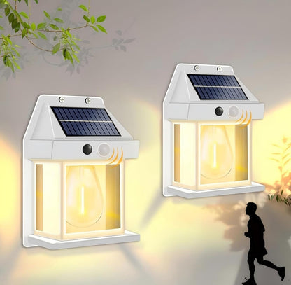SmartYard 4 Pack Solar Sensor Motion Wall Lights Tungsten Lamps Exterior Porch Lanterns - Outdoor Solar Outlet