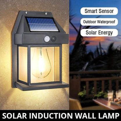 SmartYard 4 Pack Solar Sensor Motion Wall Lights Tungsten Lamps Exterior Porch Lanterns - Outdoor Solar Outlet