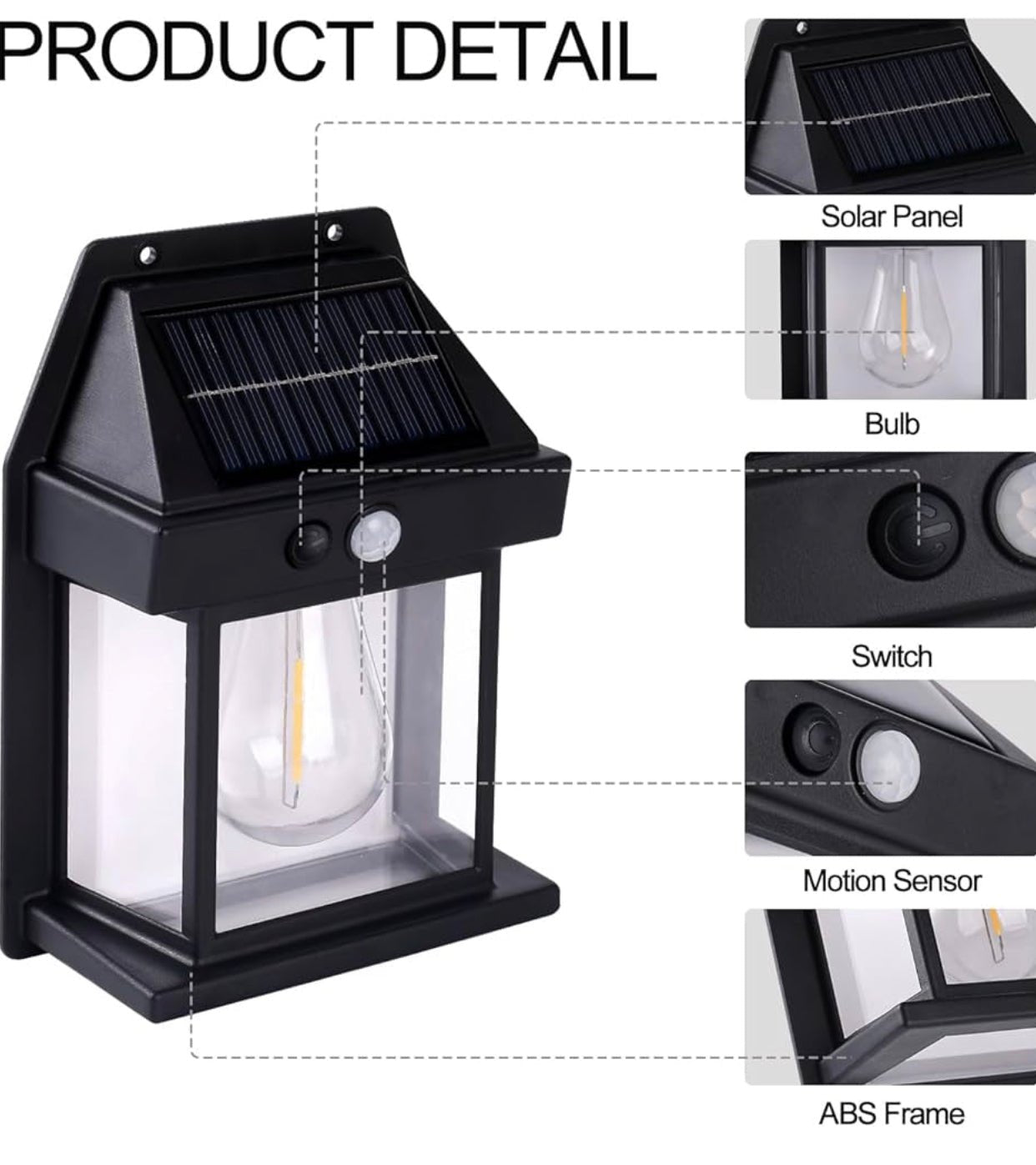 SmartYard 4 Pack Solar Sensor Motion Wall Lights Tungsten Lamps Exterior Porch Lanterns - Outdoor Solar Outlet