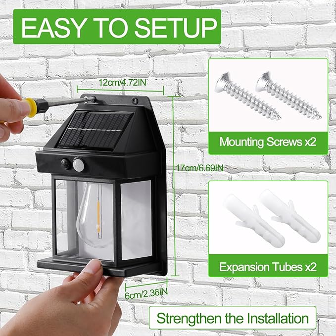 SmartYard 4 Pack Solar Sensor Motion Wall Lights Tungsten Lamps Exterior Porch Lanterns - Outdoor Solar Outlet