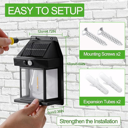 SmartYard 4 Pack Solar Sensor Motion Wall Lights Tungsten Lamps Exterior Porch Lanterns - Outdoor Solar Outlet
