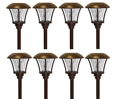 SmartYard 8 Pack LED Pathway Solar Lights, 15 Lumen, Model 10192 Oil Rubbed Bronze Aluminum and Glass - Outdoor Solar Outlet