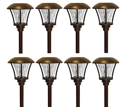 SmartYard 8 Pack LED Pathway Solar Lights, 15 Lumen, Model 10192 Oil Rubbed Bronze Aluminum and Glass - Outdoor Solar Outlet