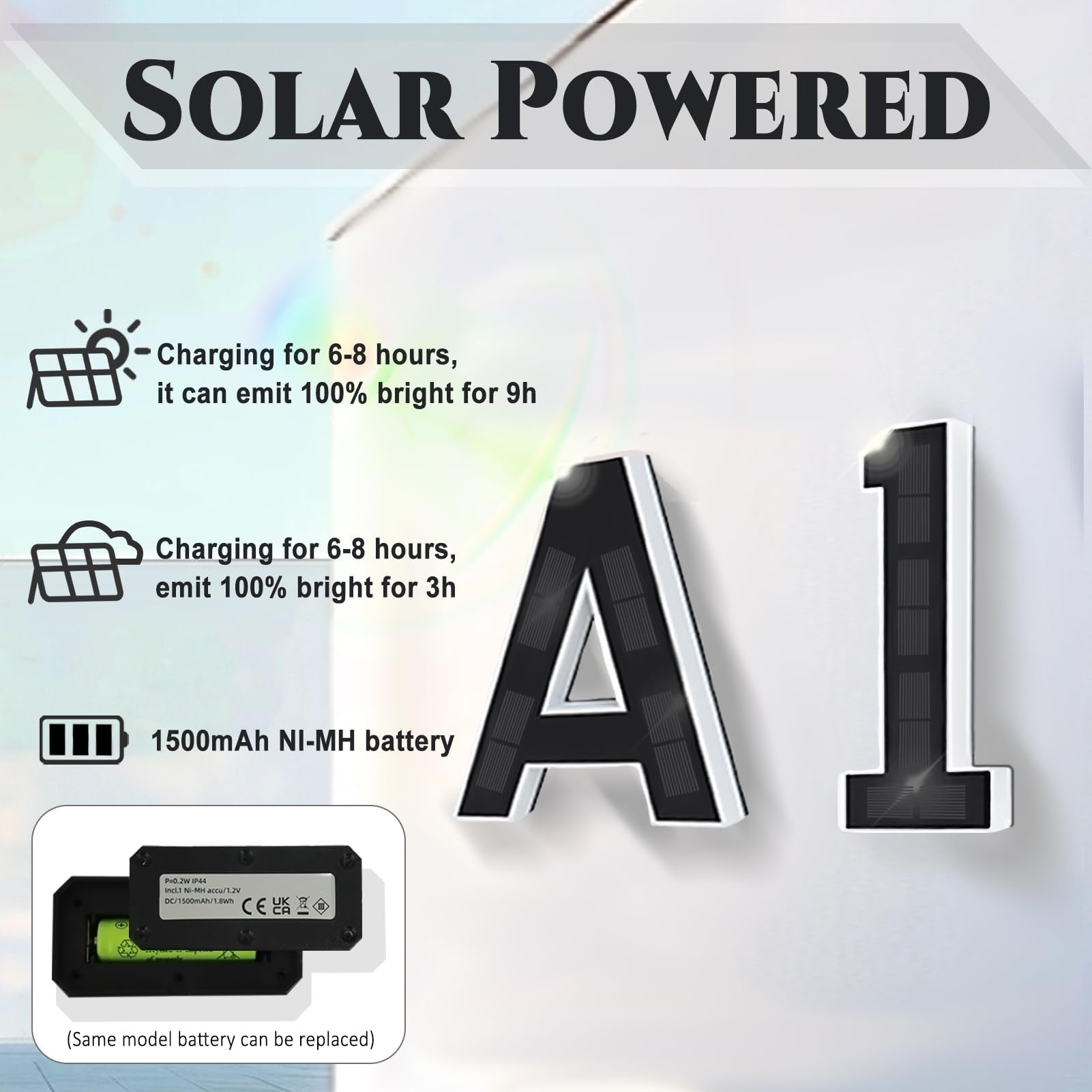 SmartYard 9 Inch Solar Lighted House Numbers for Outside, Light Up Waterproof LED Address Numbers Signs for Houses, Large Personalized Illuminated Exterior Modern House Numbers Light - Outdoor Solar Outlet
