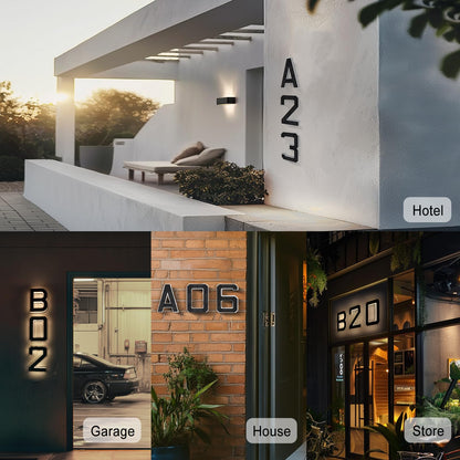 SmartYard 9 Inch Solar Lighted House Numbers for Outside, Light Up Waterproof LED Address Numbers Signs for Houses, Large Personalized Illuminated Exterior Modern House Numbers Light - Outdoor Solar Outlet