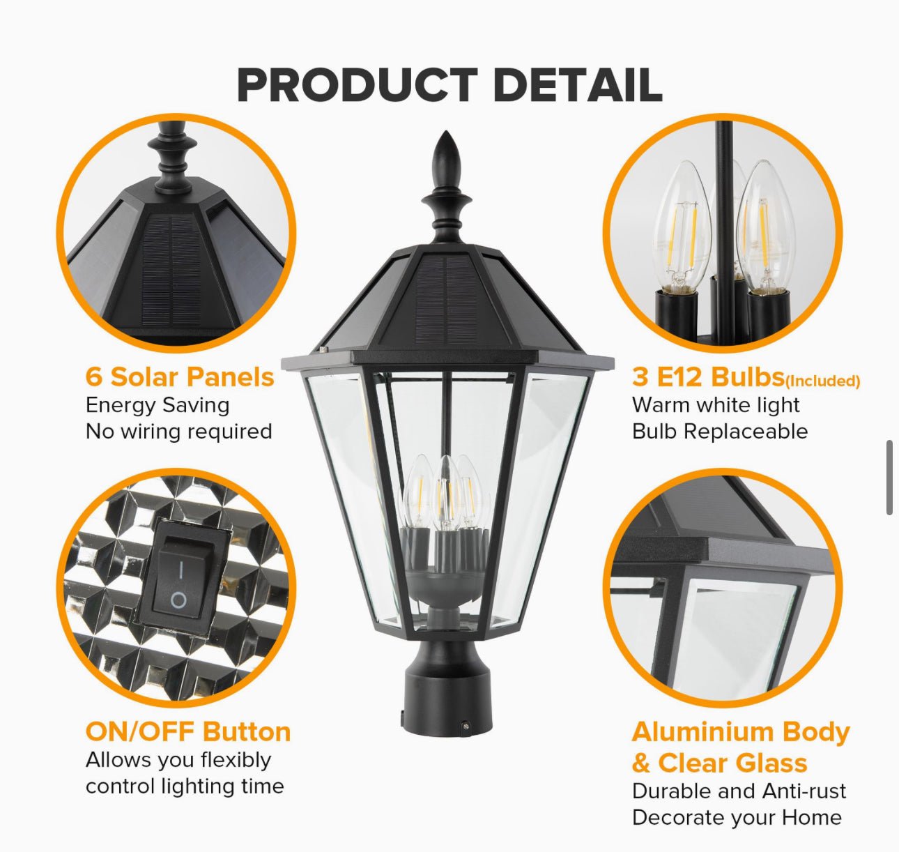SmartYard LED Post Solar Light 22’ Outdoor,Dusk to Dawn Vintage Street Lights, 300LM, 2700K,Cast Aluminum - Outdoor Solar Outlet