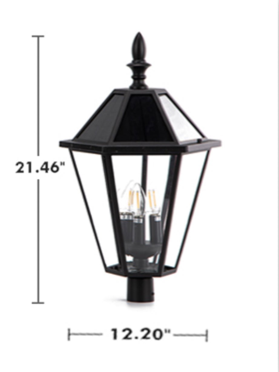 SmartYard LED Post Solar Light 22’ Outdoor,Dusk to Dawn Vintage Street Lights, 300LM, 2700K,Cast Aluminum - Outdoor Solar Outlet