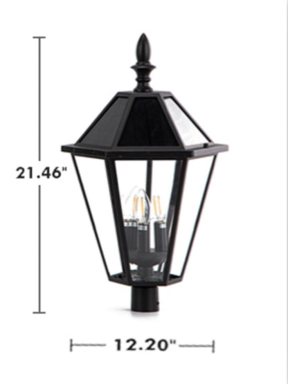 SmartYard LED Post Solar Light 22’ Outdoor,Dusk to Dawn Vintage Street Lights, 300LM, 2700K,Cast Aluminum - Outdoor Solar Outlet