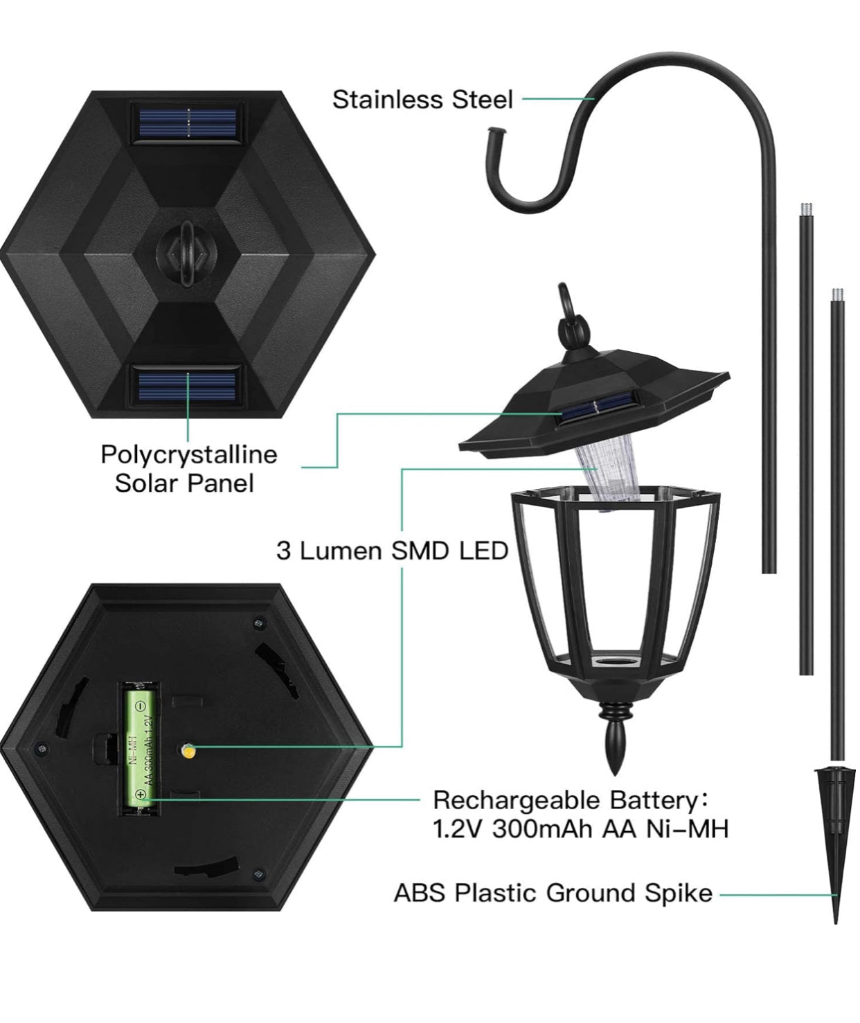SmartYard Solar Hanging Lights Dual Use Shepherd Hook Lights Outdoor, 4 Pack - Outdoor Solar Outlet
