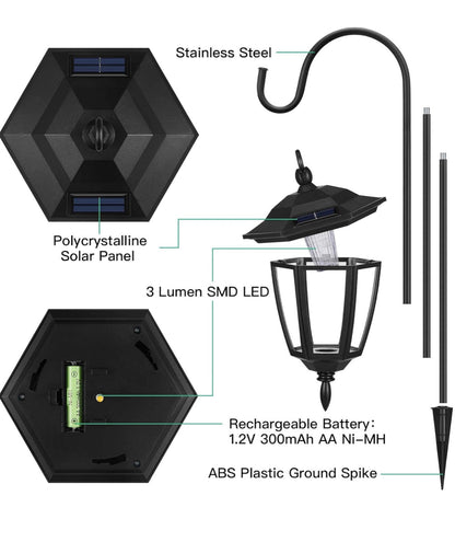SmartYard Solar Hanging Lights Dual Use Shepherd Hook Lights Outdoor, 4 Pack - Outdoor Solar Outlet