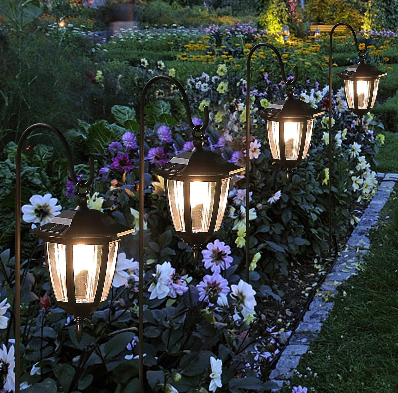 SmartYard Solar Hanging Lights Dual Use Shepherd Hook Lights Outdoor, 4 Pack - Outdoor Solar Outlet