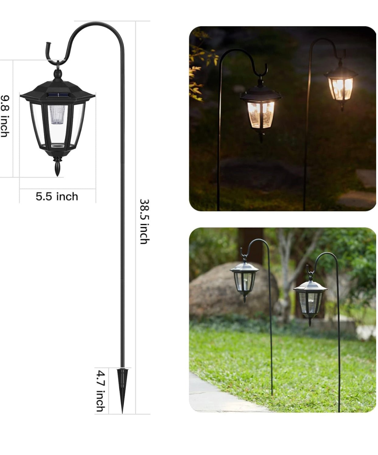 SmartYard Solar Hanging Lights Dual Use Shepherd Hook Lights Outdoor, 4 Pack - Outdoor Solar Outlet