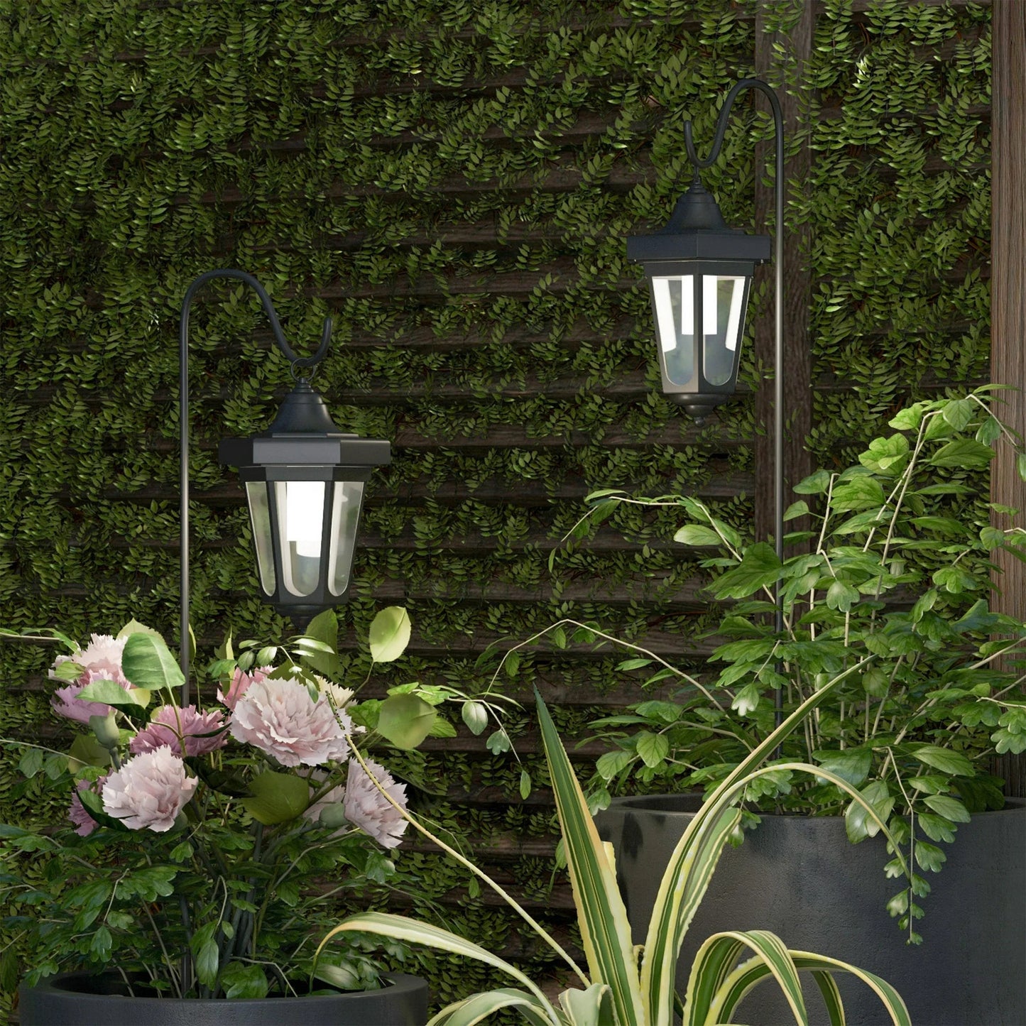SmartYard Solar Hanging Lights Dual Use Shepherd Hook Lights Outdoor, 4 Pack - Outdoor Solar Outlet