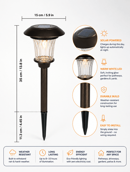 SmartYard Solar LED Large Outdoor Pathway Lights - 8 Pack- Oil Rubbed Bronze - Outdoor Solar Outlet