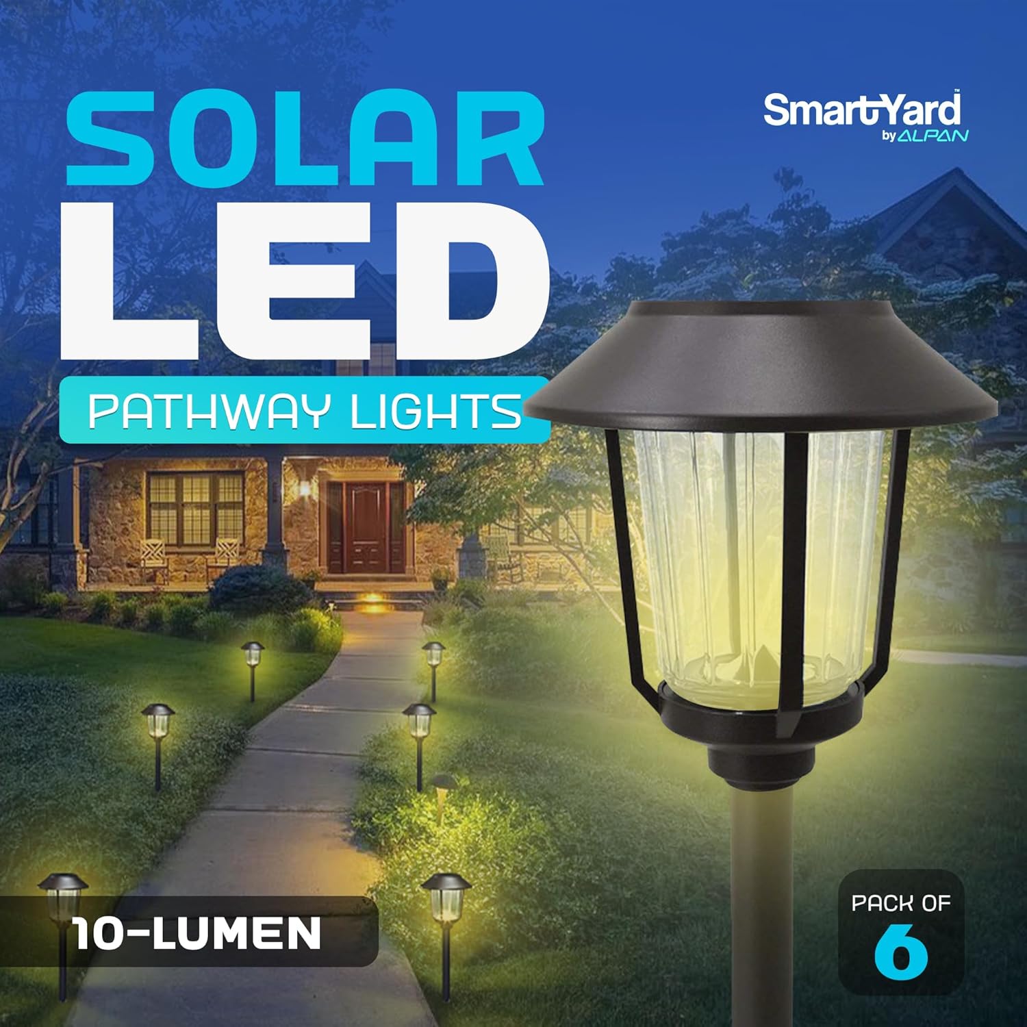Smartyard Solar LED Large Pathway Lights 10 Lumen - 6 Pack - Outdoor Solar Outlet