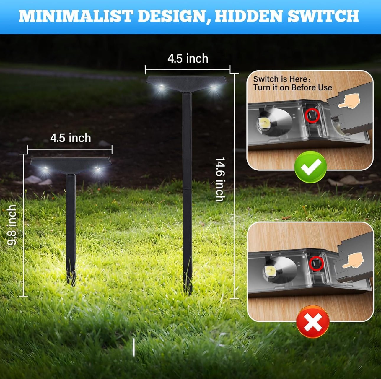 SmartYard Solar Modern Pathway Lights, 4 Pack -15 Lumen - Outdoor Solar Outlet