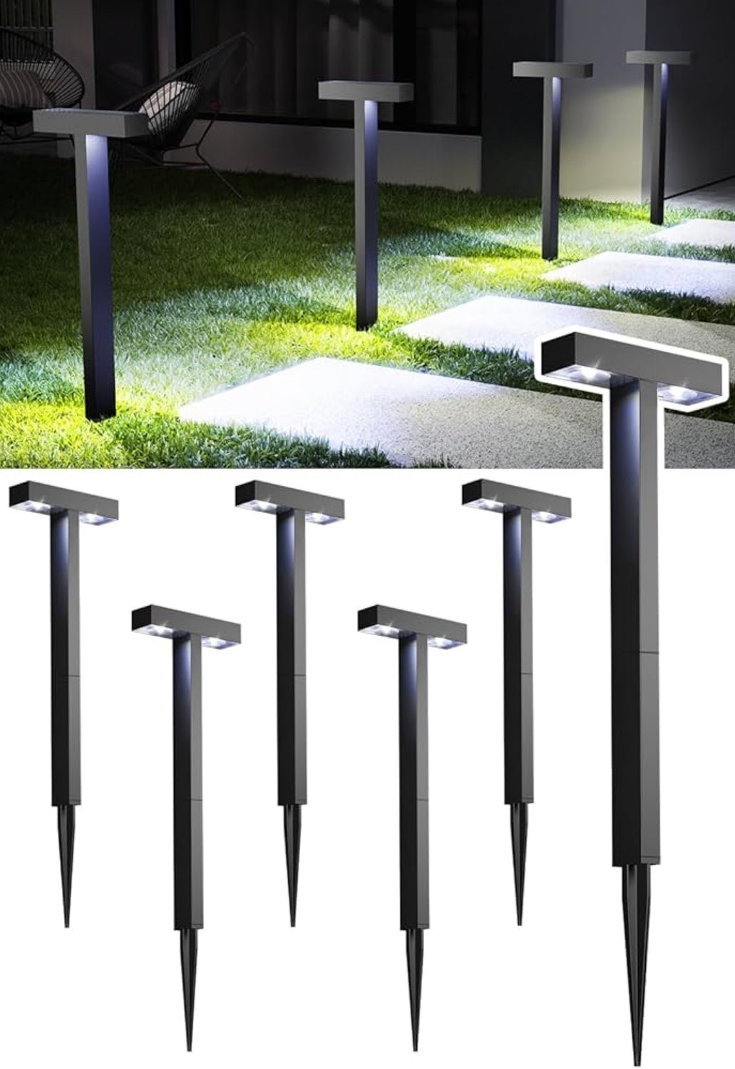 SmartYard Solar Modern Pathway Lights, 4 Pack -15 Lumen - Outdoor Solar Outlet