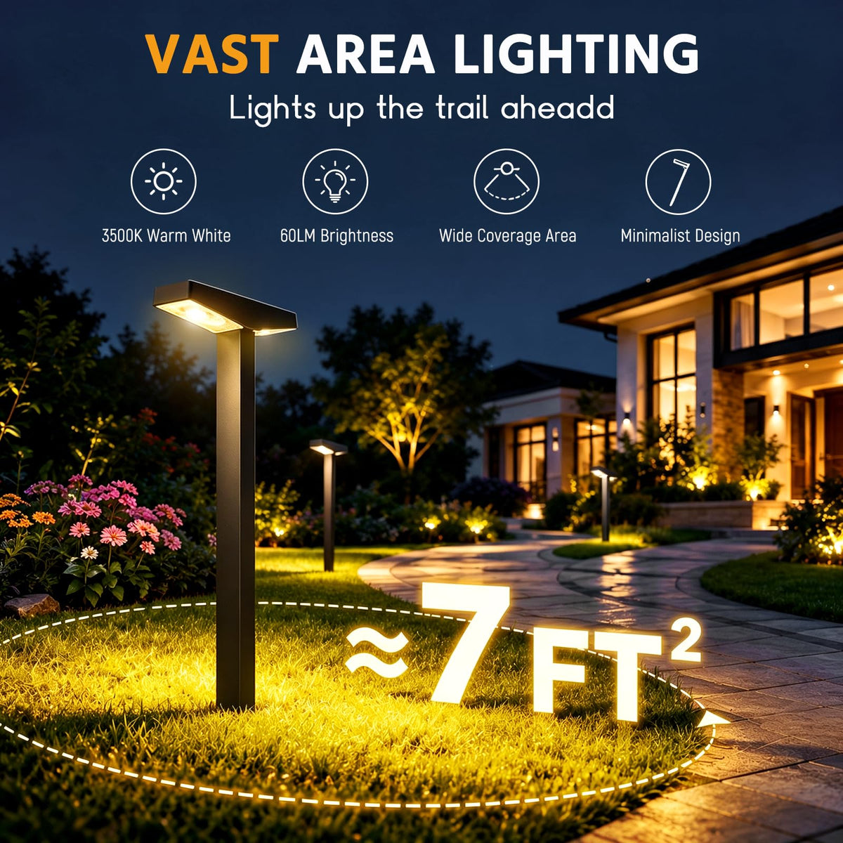 SmartYard Solar Modern Pathway Lights, 4 Pack -60 Lumen - Outdoor Solar Outlet