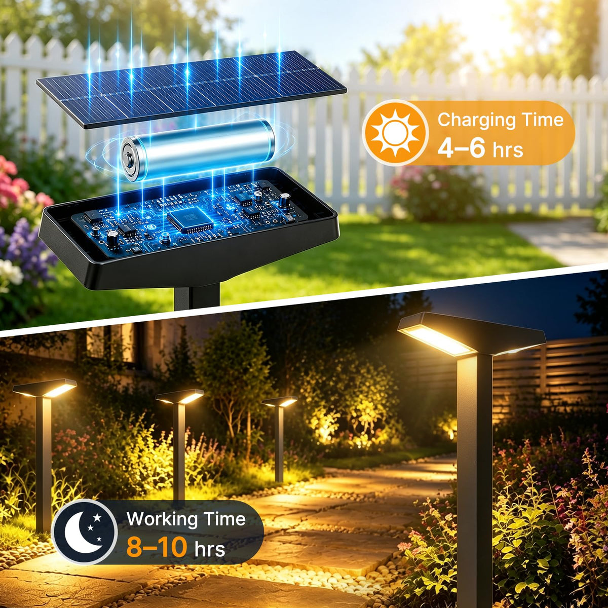 SmartYard Solar Modern Pathway Lights, 4 Pack -60 Lumen - Outdoor Solar Outlet