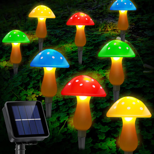 SmartYard Solar Mushroom Landscape Accent Light, 8 Modes And Set of 8 Pack - Outdoor Solar Outlet