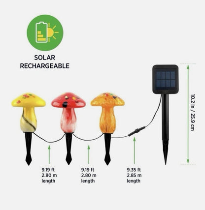 SmartYard Solar Mushroom Landscape Accent Light Glass Set of 3 Pack - Outdoor Solar Outlet