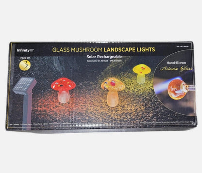 SmartYard Solar Mushroom Landscape Accent Light Glass Set of 3 Pack - Outdoor Solar Outlet