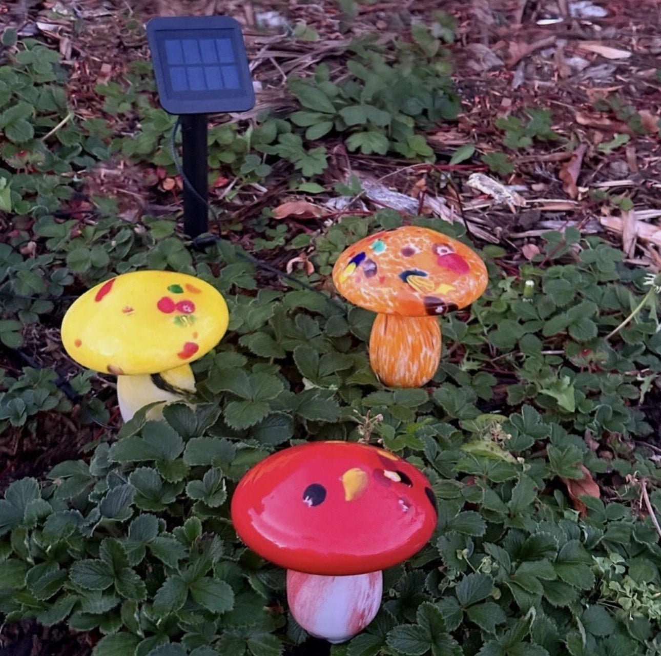 SmartYard Solar Mushroom Landscape Accent Light Glass Set of 3 Pack
