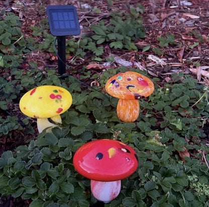 SmartYard Solar Mushroom Landscape Accent Light Glass Set of 3 Pack - Outdoor Solar Outlet