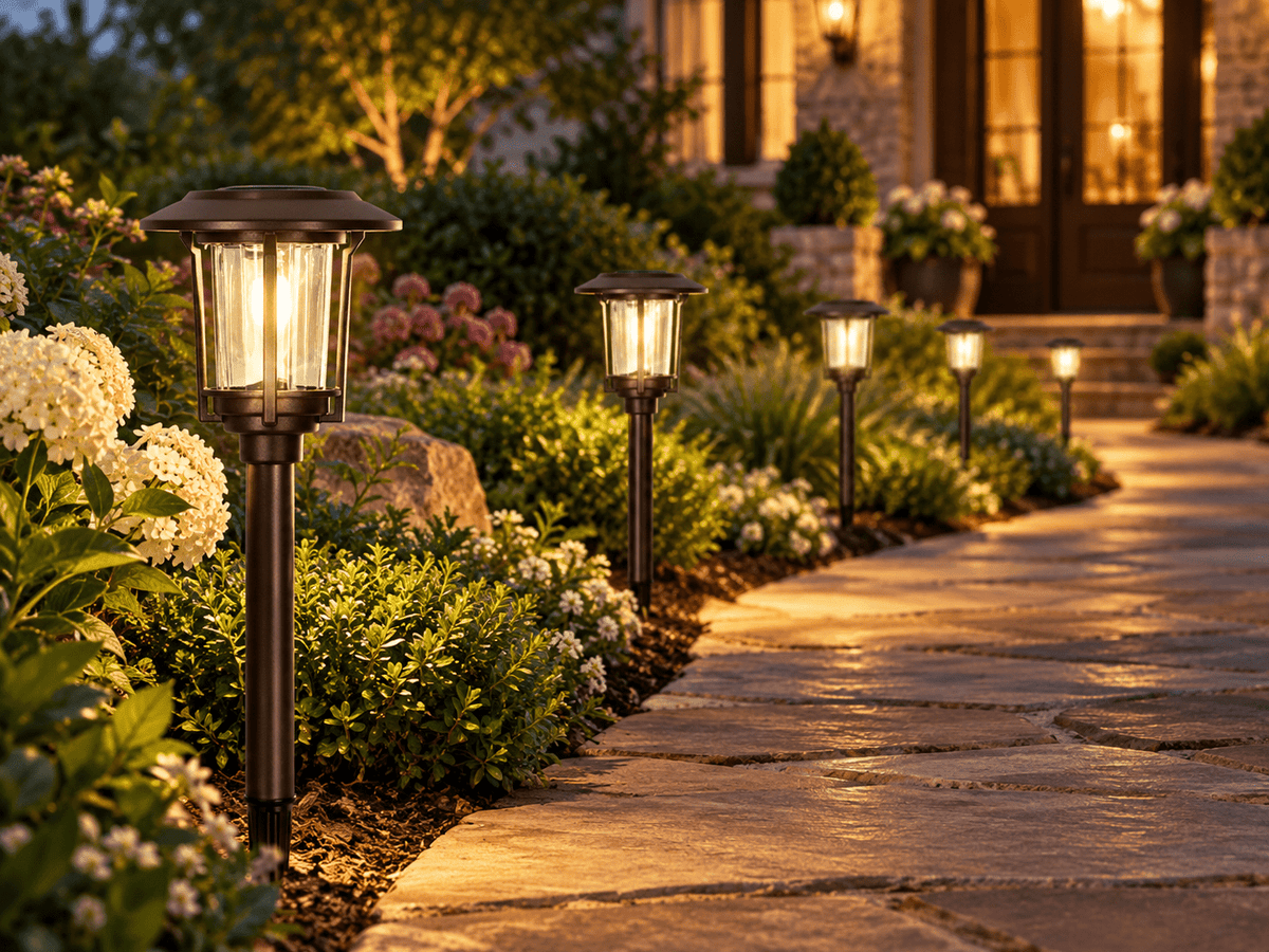 SmartYard Solar Pathway Lights Outdoor, 6-Pack Glass and Aluminum Garden Lights, IP65 Waterproof Warm White LED Lights for Walkways, Patios and Lawns - Outdoor Solar Outlet
