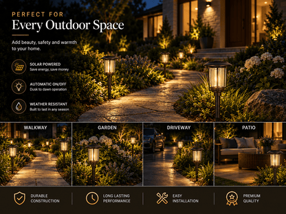 SmartYard Solar Pathway Lights Outdoor, 6-Pack Glass and Aluminum Garden Lights, IP65 Waterproof Warm White LED Lights for Walkways, Patios and Lawns - Outdoor Solar Outlet