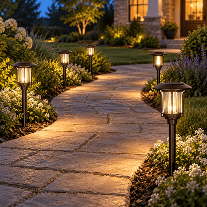 SmartYard Solar Pathway Lights Outdoor, 6-Pack Glass and Aluminum Garden Lights, IP65 Waterproof Warm White LED Lights for Walkways, Patios and Lawns - Outdoor Solar Outlet