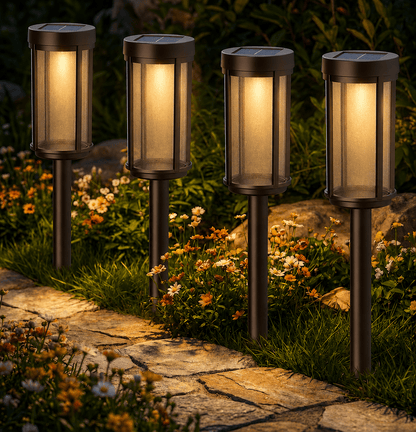 SmartYard Solar Pathway Lights Outdoor, 8-Pack Glass and Aluminum Garden Lights, IP65 Waterproof Warm White LED Lights for Walkways, Patios and Lawns - Outdoor Solar Outlet