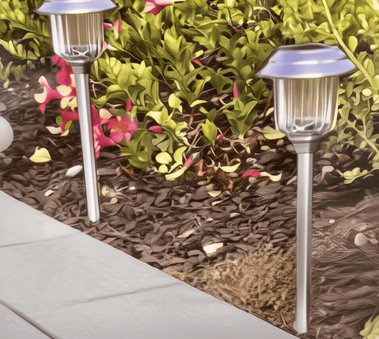SmartYard Solar Pathway Lights Stainless-Steel and Glass (8 pack) - Outdoor Solar Outlet