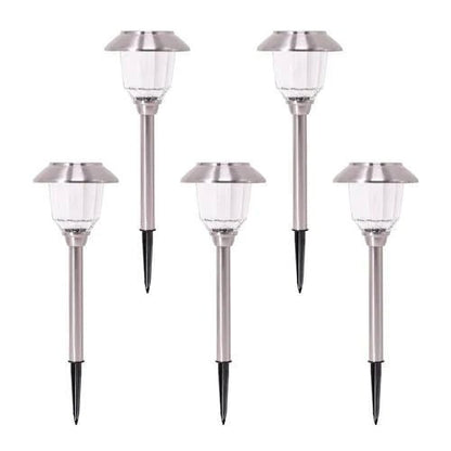SmartYard Solar Pathway Lights Stainless-Steel and Glass (8 pack) - Outdoor Solar Outlet