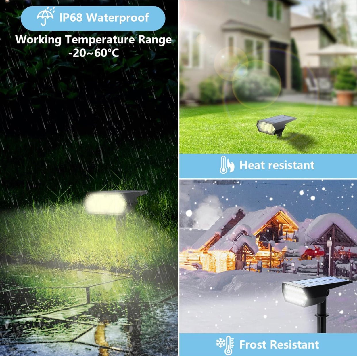 SmartYard Solar Spot Lights 53 LEDs, 2 Modes Pathway/Wall Lights 2 In 1 Auto On/Off 4 Pack(Cool White) - Outdoor Solar Outlet