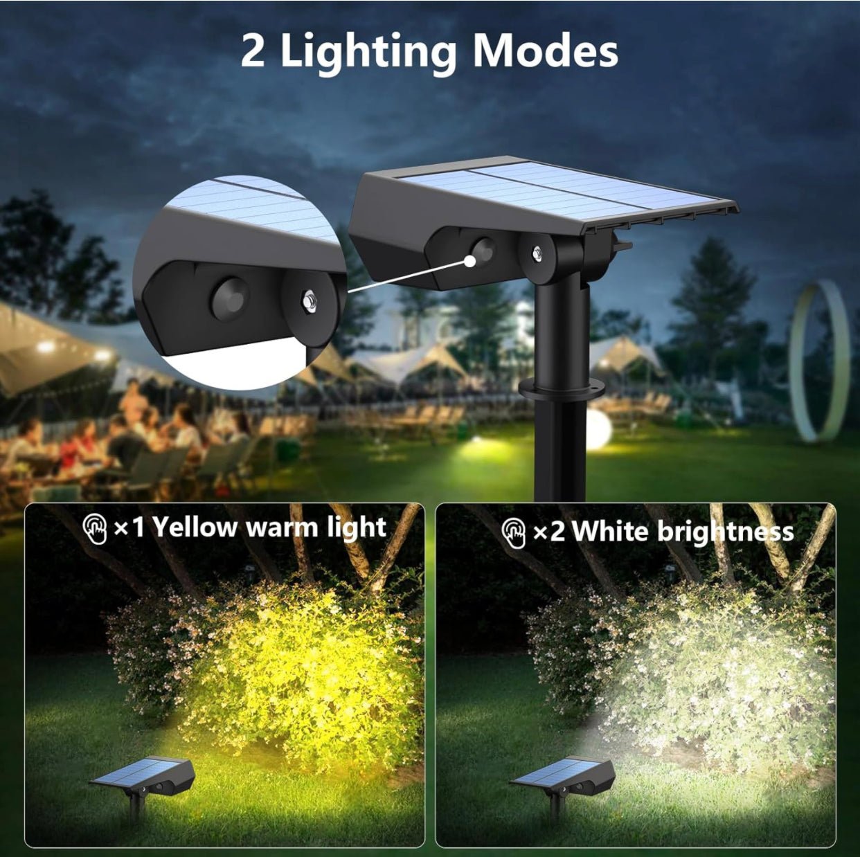 SmartYard Solar Spot Lights 53 LEDs, 2 Modes Pathway/Wall Lights 2 In 1 Auto On/Off 4 Pack(Cool White) - Outdoor Solar Outlet