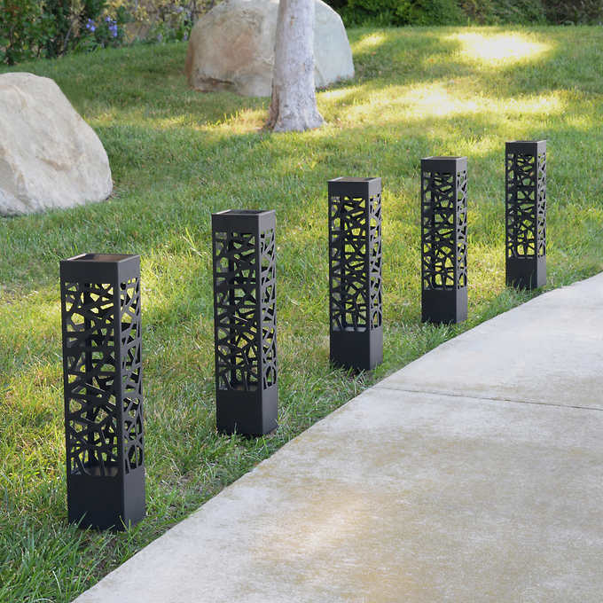 SmartYard Square Solar Bollard Pathway Lights – 35 Lumen, 5-pack - Outdoor Solar Outlet