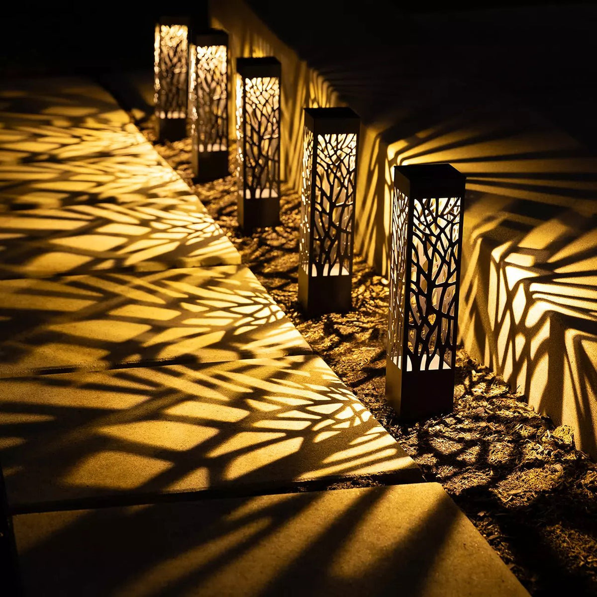SmartYard Square Solar Bollard Pathway Lights – 35 Lumen, 5-pack - Outdoor Solar Outlet