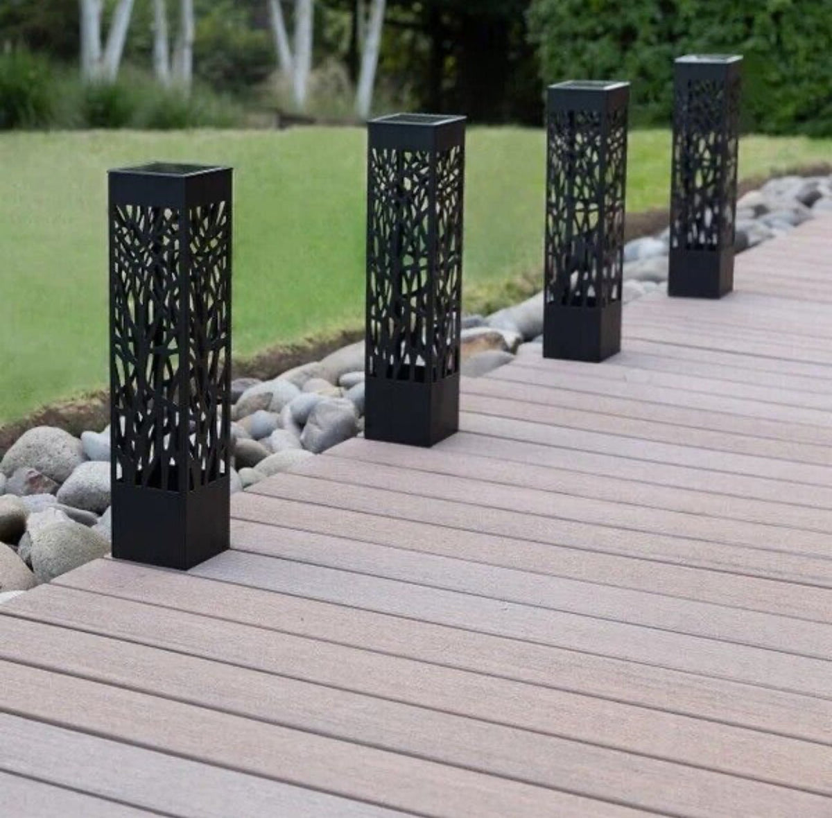 SmartYard Square Solar Bollard Pathway Lights – 35 Lumen, 5-pack - Outdoor Solar Outlet