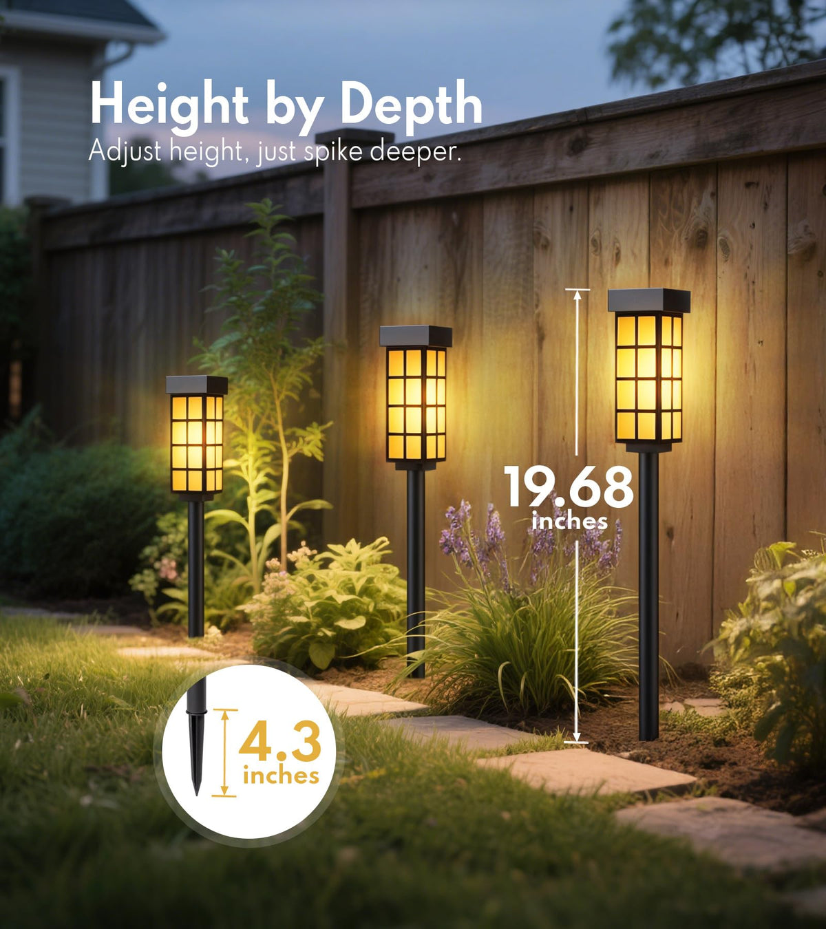SmaryYard 8 Pack Solar Pathway Lights Outdoor, 24 Inch Tall Solar Light with Glass, IP65 Waterproof Outdoor Lights, Warm White - Outdoor Solar Outlet